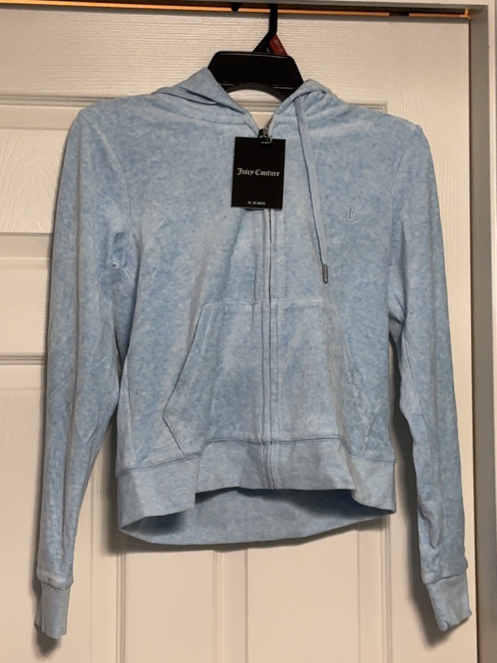 Juicy Couture Robertson Blue Marl Velour Zip Hoodie Medium NWT